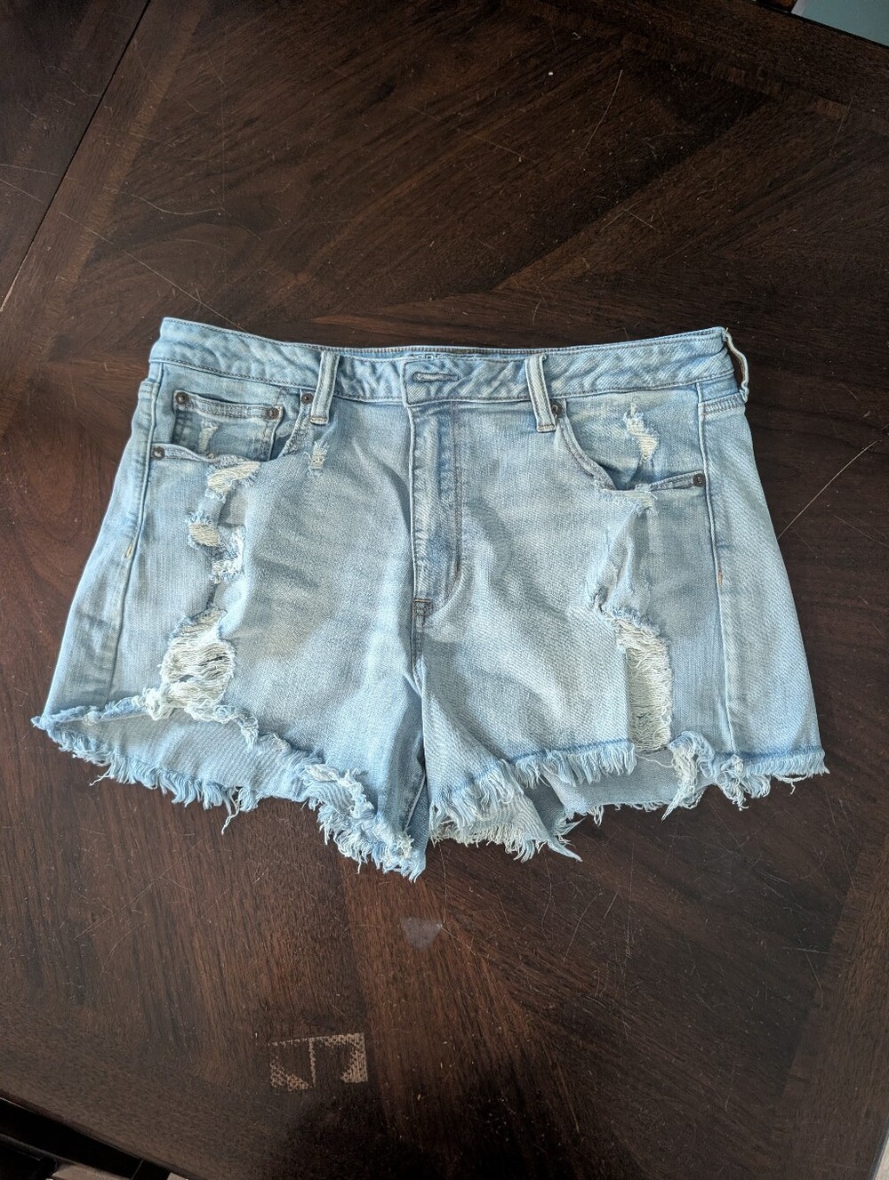 American Eagle Outfitters Light Wash Ripped Denim Shorts